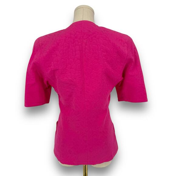 80s Carven Paris Jacquard Short Sleeve Jacket, Size 38, Made in France - Picture 2 of 7